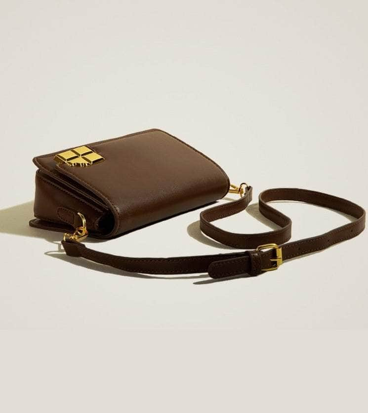 Stylish Microfiber Leather Purse with Golden Lock Accent