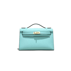 Stylish Mini Calf Leather Handbag with Hardware Blue