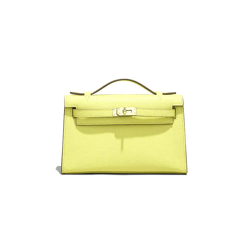 Stylish Mini Calf Leather Handbag with Hardware Yellow