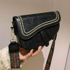 Stylish Mini Leather Shoulder Bag with Crossbody Function Black