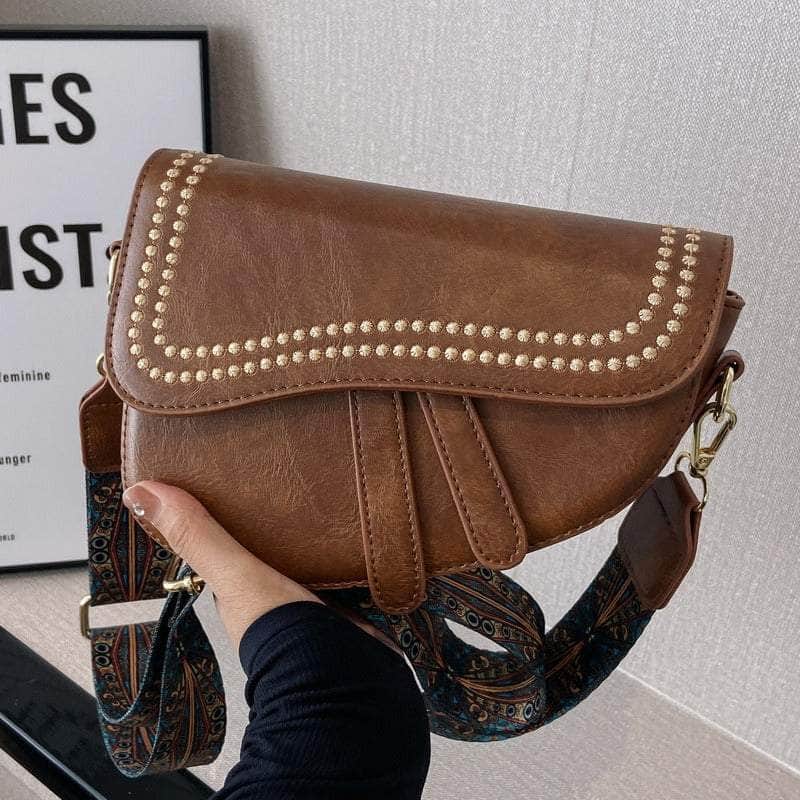 Stylish Mini Leather Shoulder Bag with Crossbody Function Brown