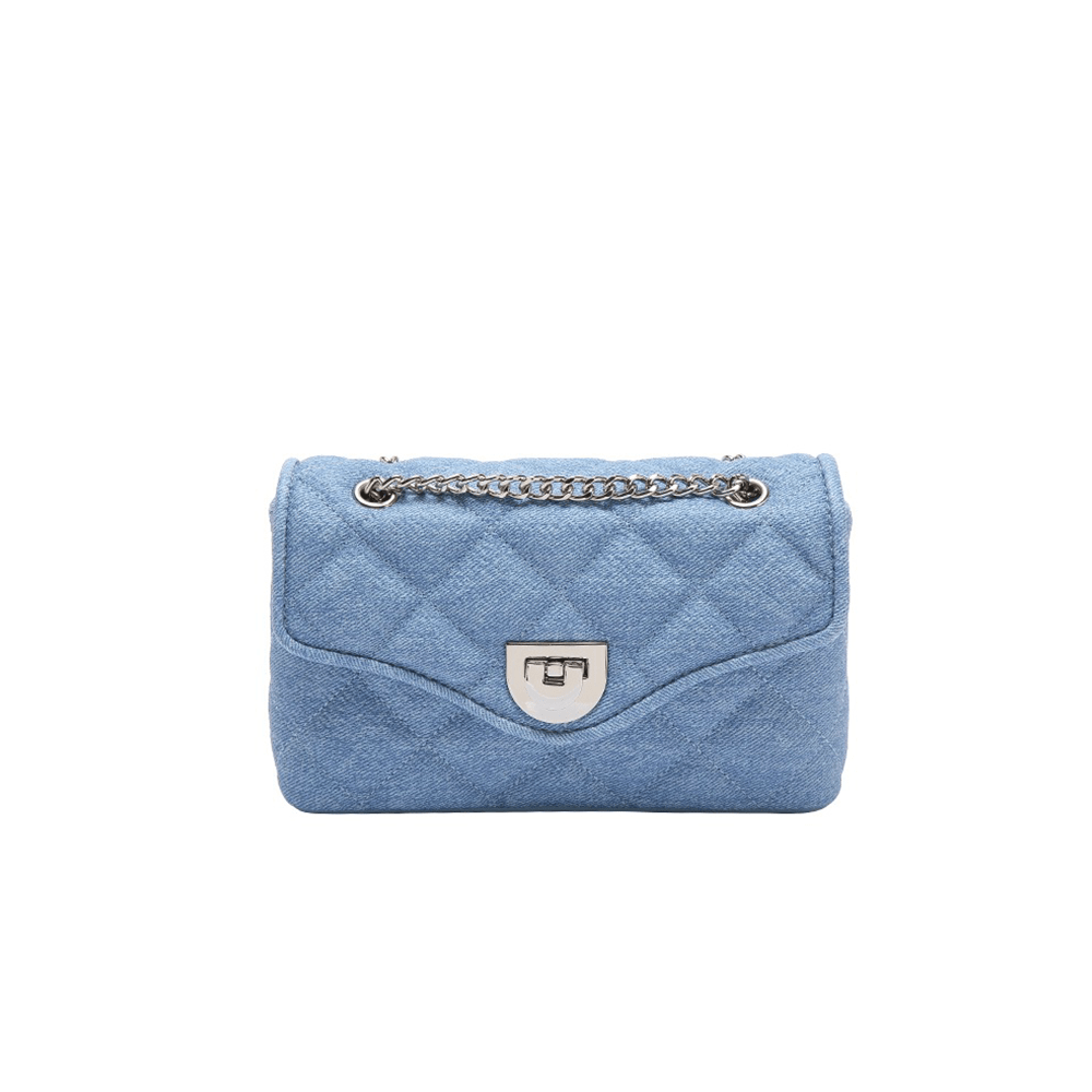 Stylish Quilted Denim Flap Shoulder Bag