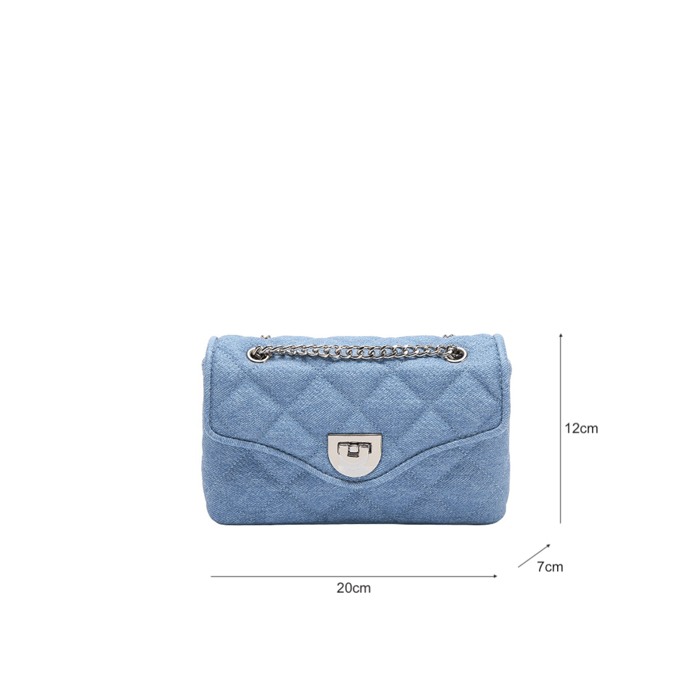 Stylish Quilted Denim Flap Shoulder Bag