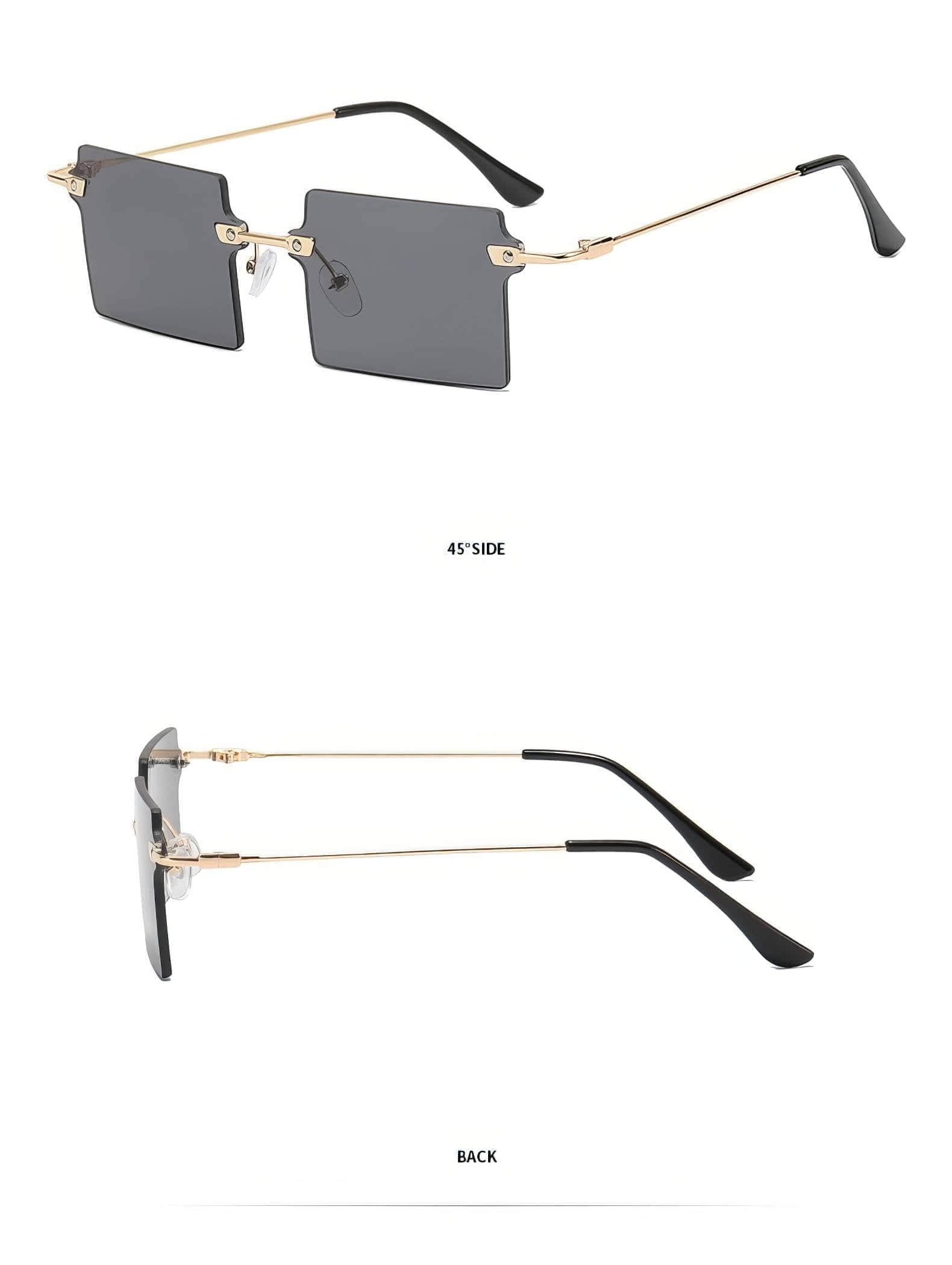 Stylish Rectangle Cut Edge Sunglasses