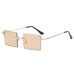 Stylish Rectangle Cut Edge Sunglasses Tea/Gold / Resin