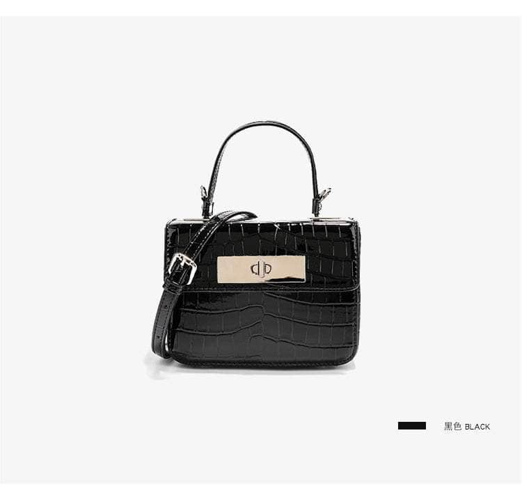 Stylish Reptile Pattern Mini Shoulder Bag Black