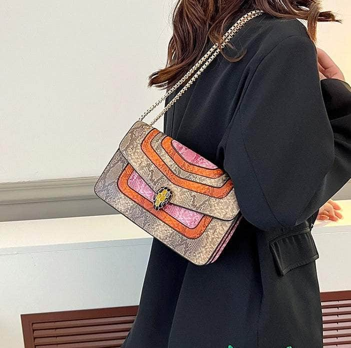 Stylish Reptile Skin Shoulder Crossbody Bag