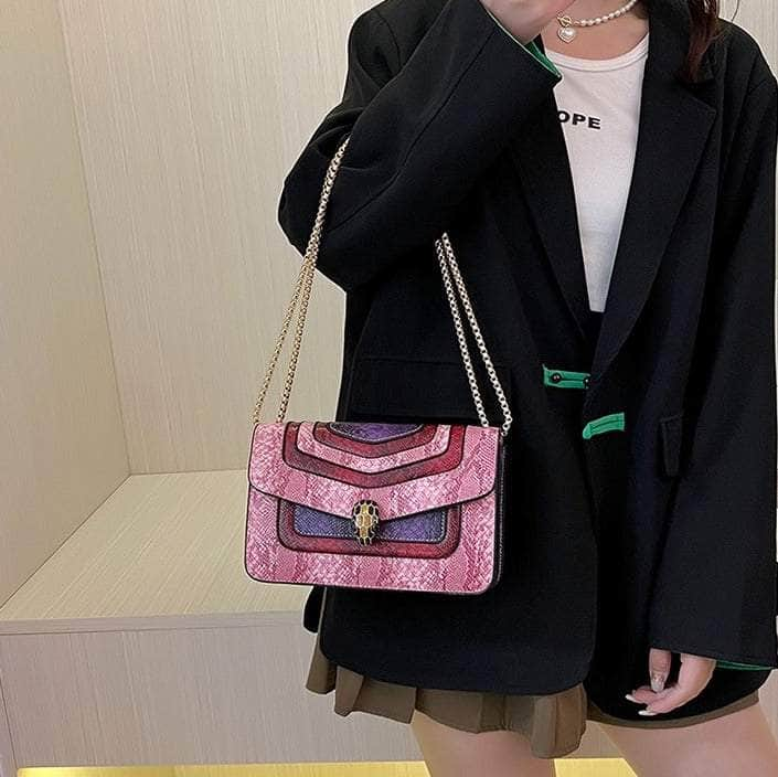 Stylish Reptile Skin Shoulder Crossbody Bag