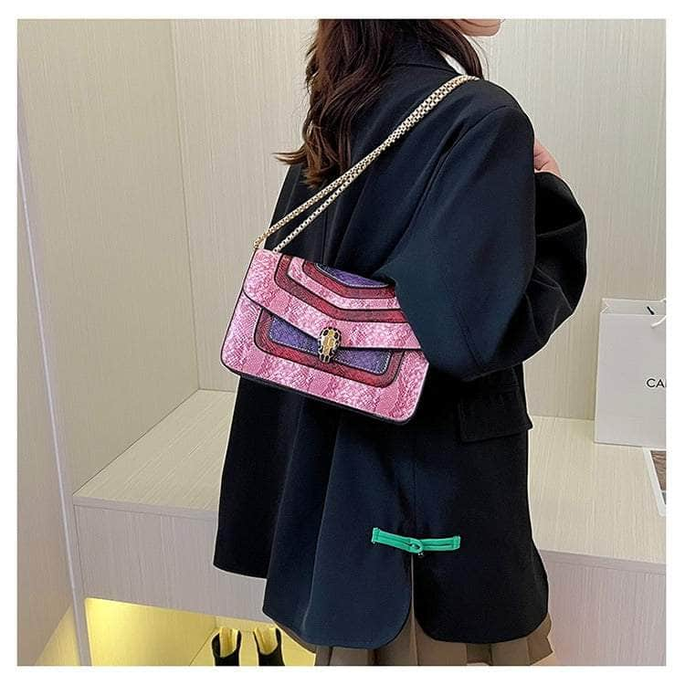 Stylish Reptile Skin Shoulder Crossbody Bag