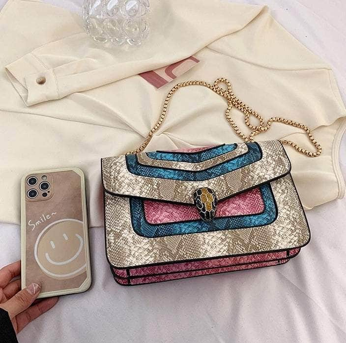 Stylish Reptile Skin Shoulder Crossbody Bag