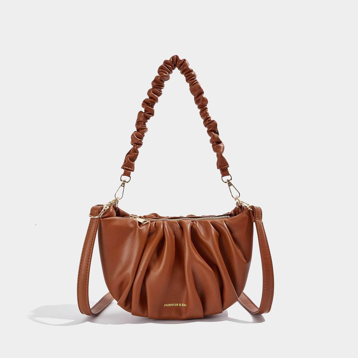 Stylish Shoulder Bag adorned with Dual Handles Brown