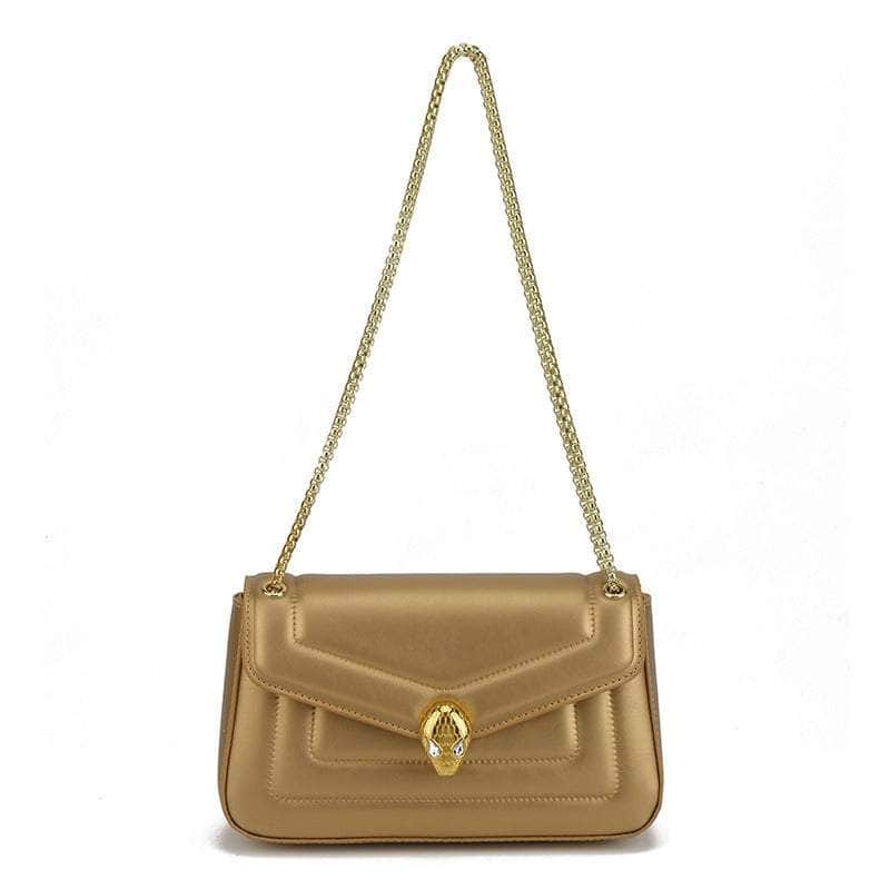 Stylish Shoulder Bag with Chain Strap Gold