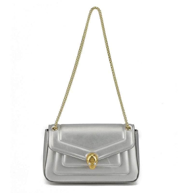 Stylish Shoulder Bag with Chain Strap Silver