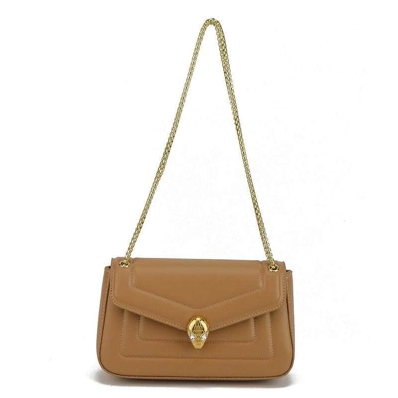 Stylish Shoulder Bag with Chain Strap Tan