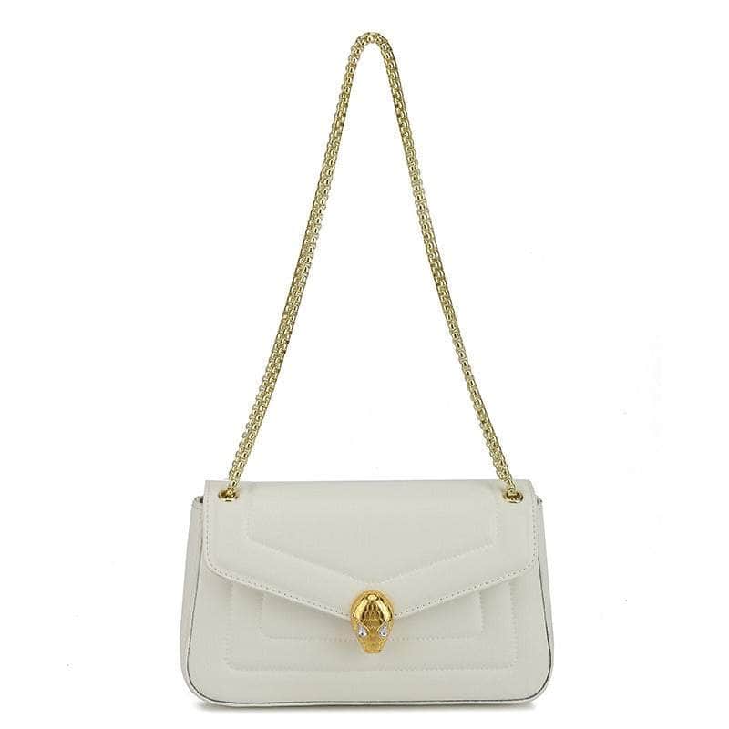Stylish Shoulder Bag with Chain Strap White