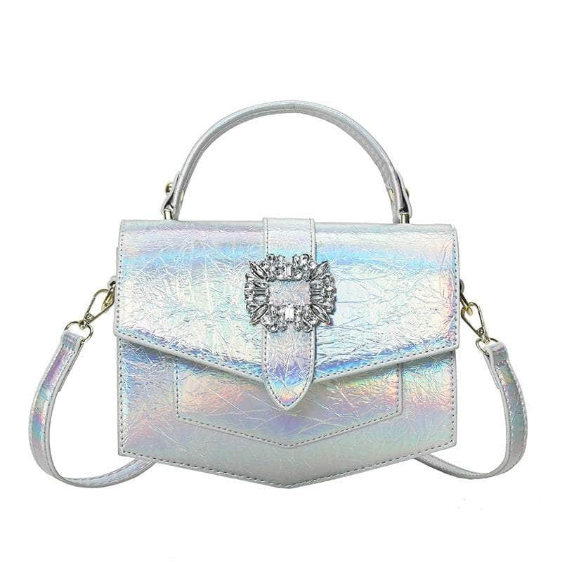 Stylish Shoulder Crossbody Leather Handbag Silver