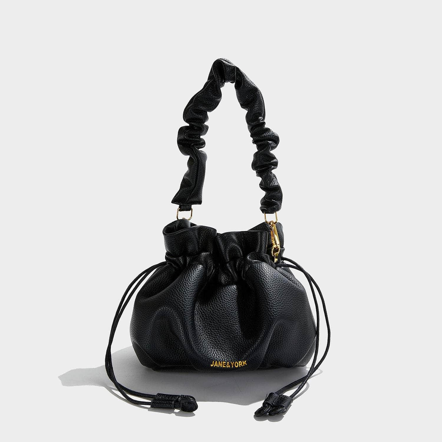 Stylish Wrinkled Shoulder Handbag Black