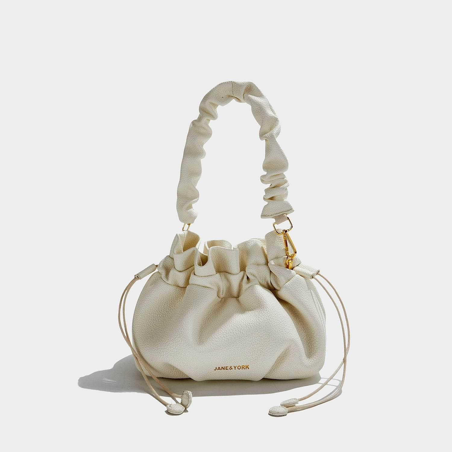 Stylish Wrinkled Shoulder Handbag Ivory