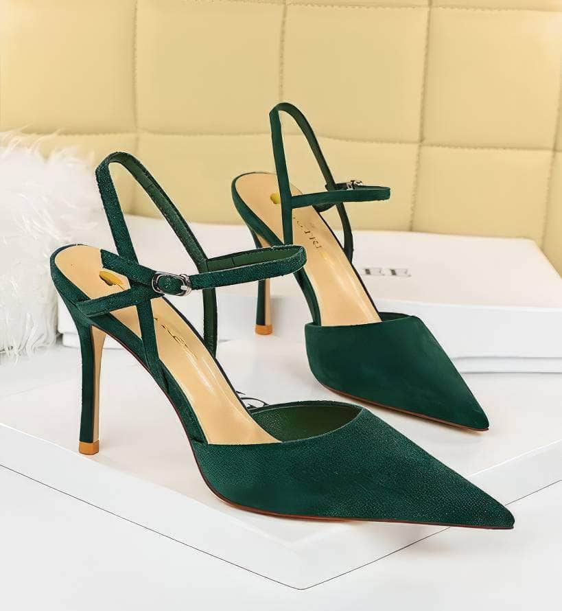 Suede Buckle Strap Closure High Heels