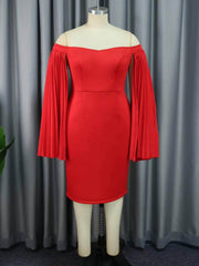 Sweetheart Neck Pleated Cape Column Dress