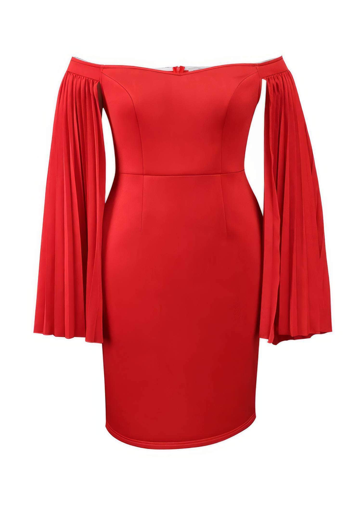 Sweetheart Neck Pleated Cape Column Dress