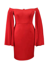 Sweetheart Neck Pleated Cape Column Dress