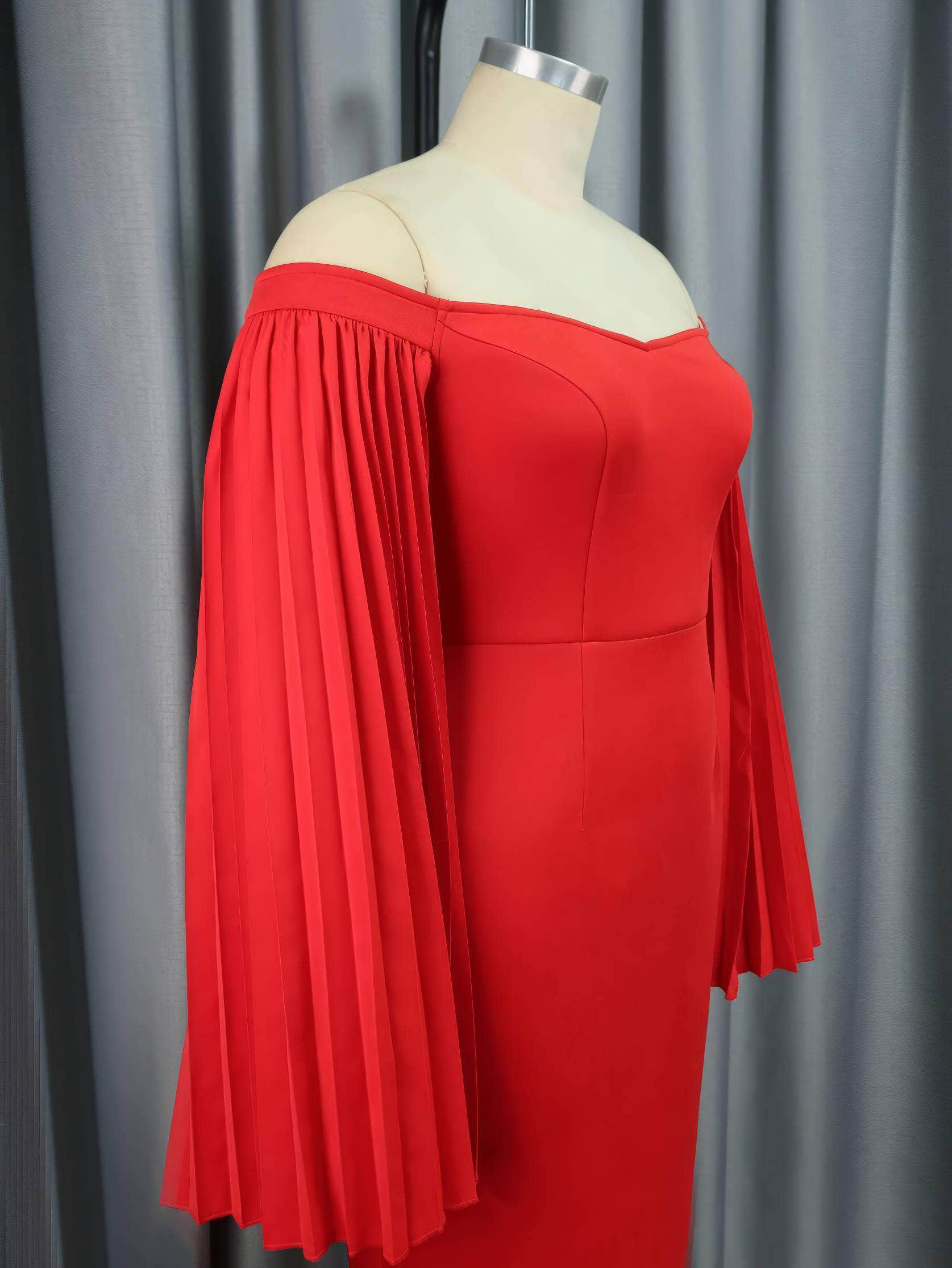 Sweetheart Neck Pleated Cape Column Dress