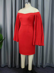 Sweetheart Neck Pleated Cape Column Dress