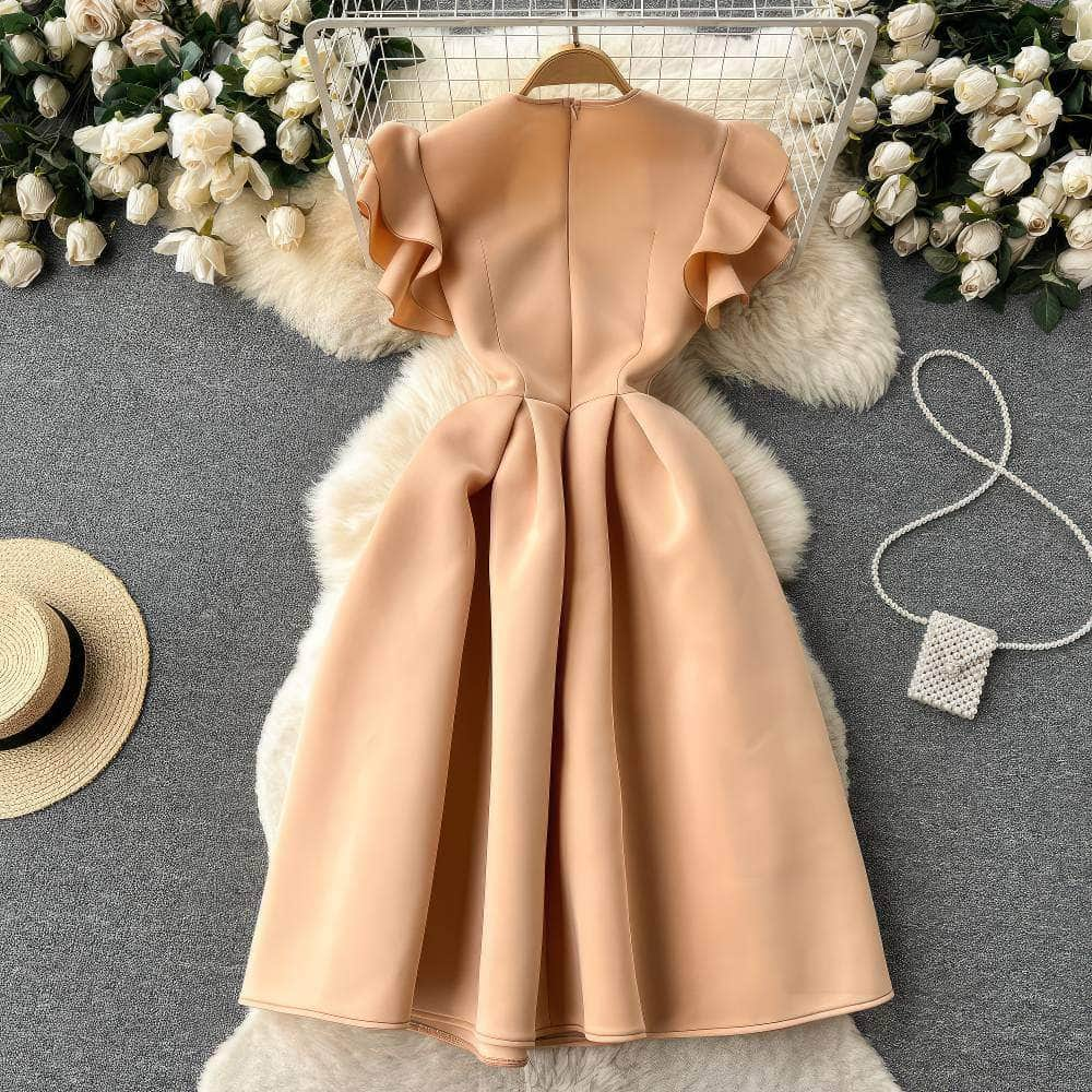 Sweetheart Neck Ruffled Sleeves A-line Dress