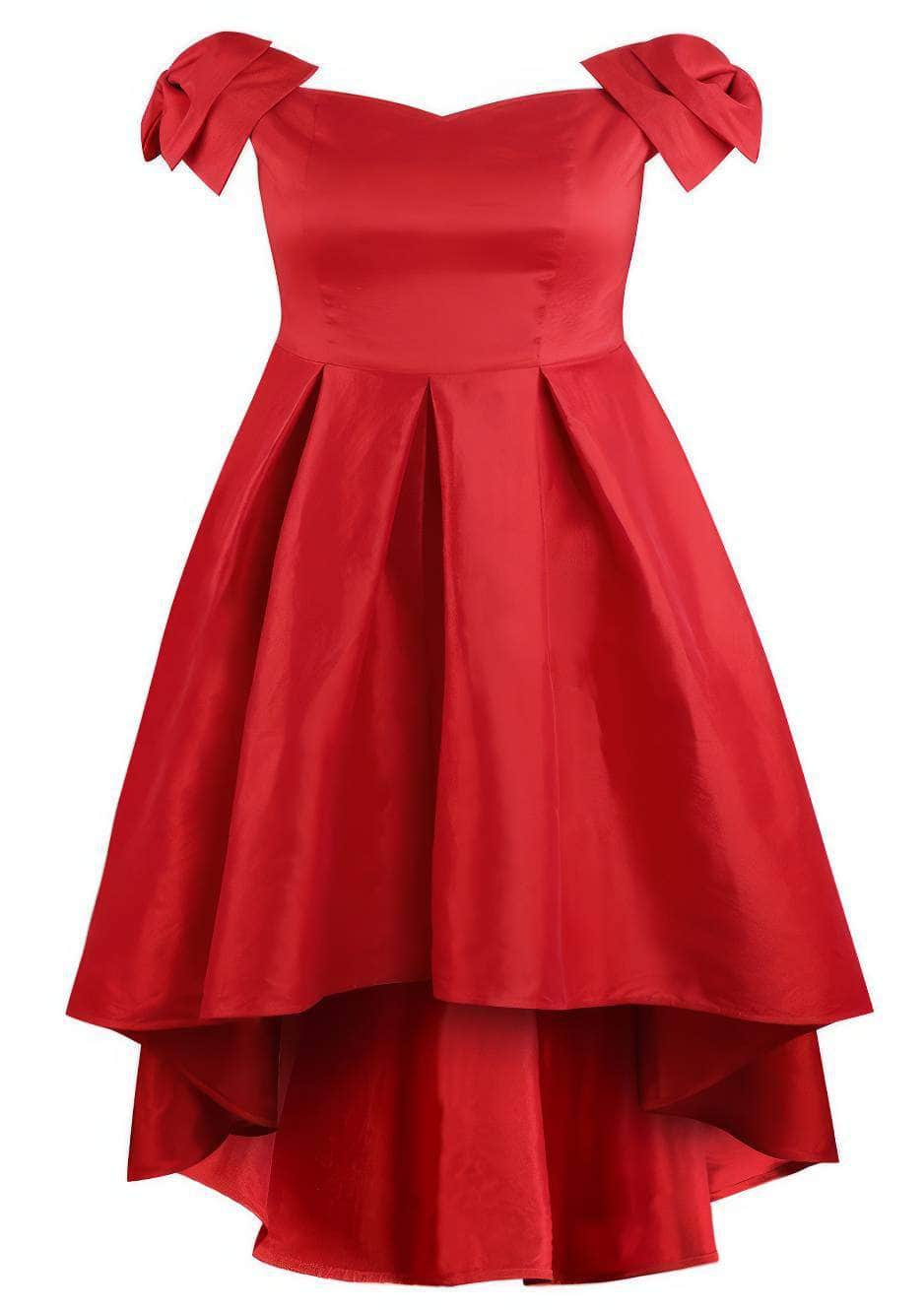 Tiered Bow Sleeves High Low Pleated Dress