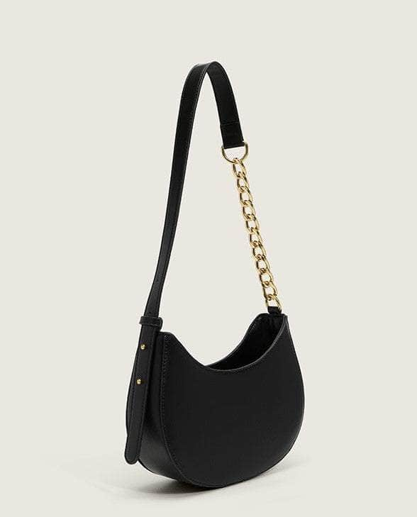 Timeless Chain Accented Crescent Shape Bag