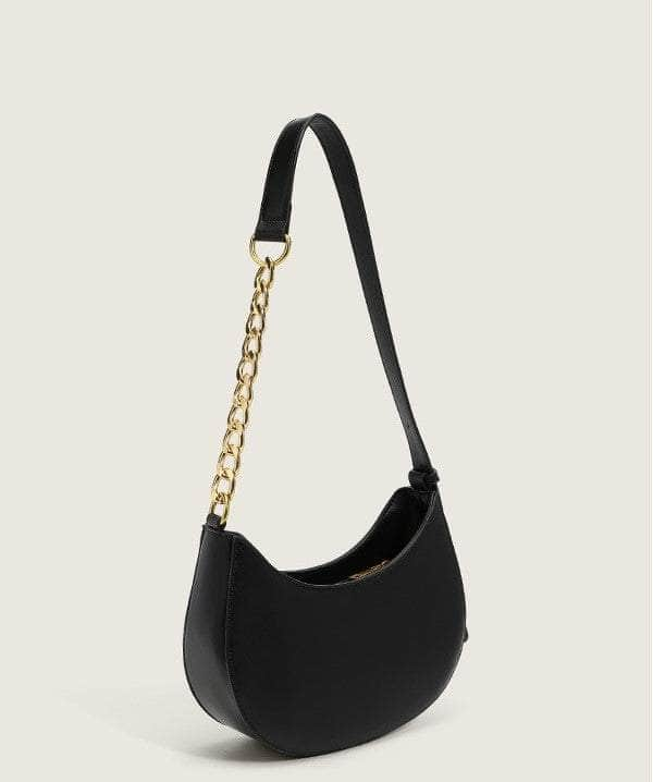 Timeless Chain Accented Crescent Shape Bag