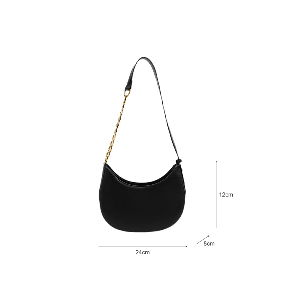 Timeless Chain Accented Crescent Shape Bag