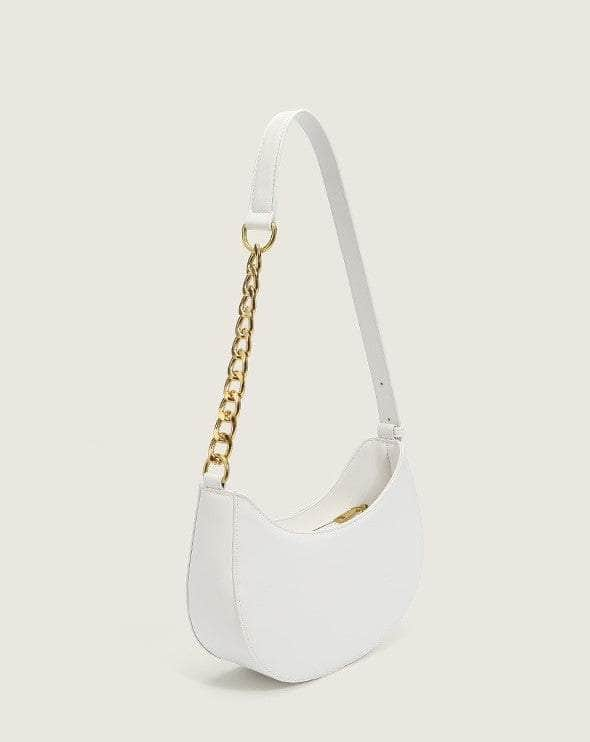 Timeless Chain Accented Crescent Shape Bag