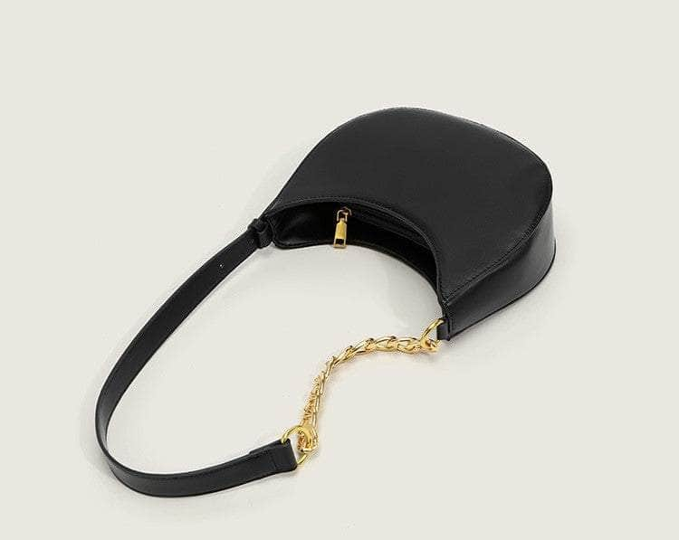 Timeless Chain Accented Crescent Shape Bag