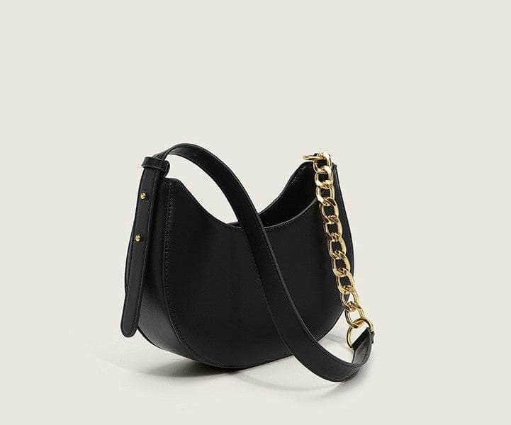 Timeless Chain Accented Crescent Shape Bag