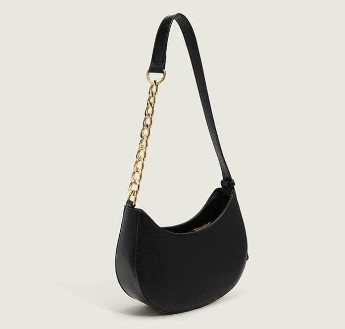 Timeless Chain Accented Crescent Shape Bag