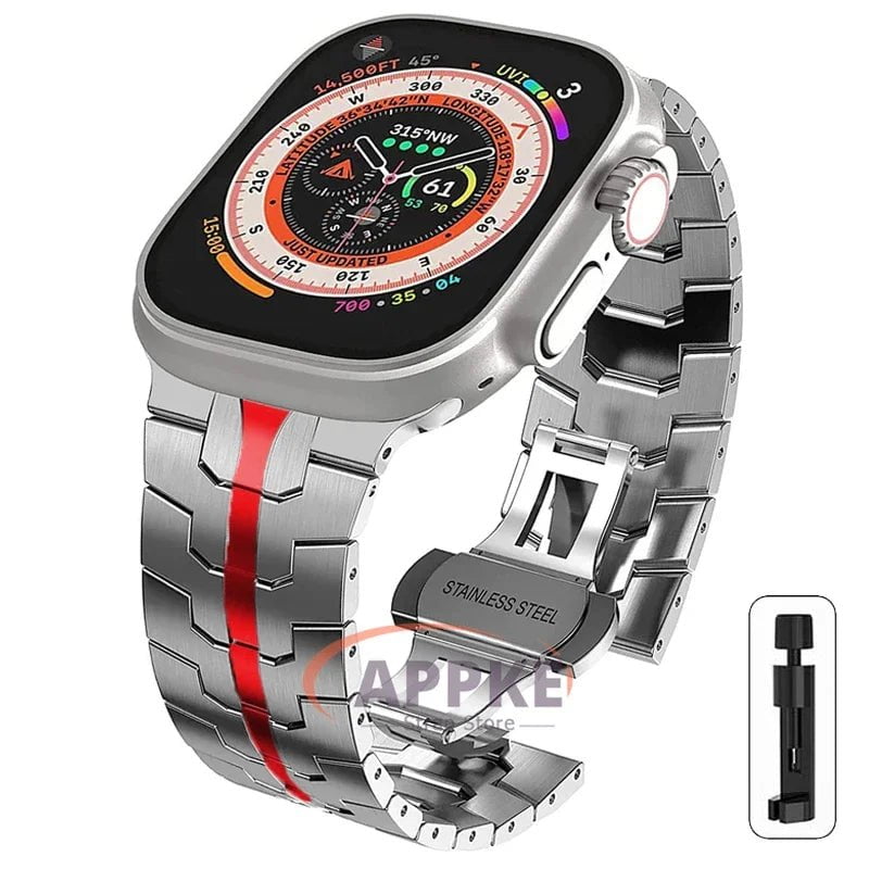 Titanium Color Steel Bracelet for Apple Watch Ultra 2 - Compatible with iWatch 9/8/7/6/5/SE/4, Various Sizes