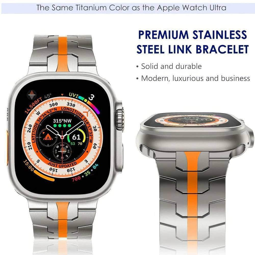 Titanium Color Steel Bracelet for Apple Watch Ultra 2 - Compatible with iWatch 9/8/7/6/5/SE/4, Various Sizes