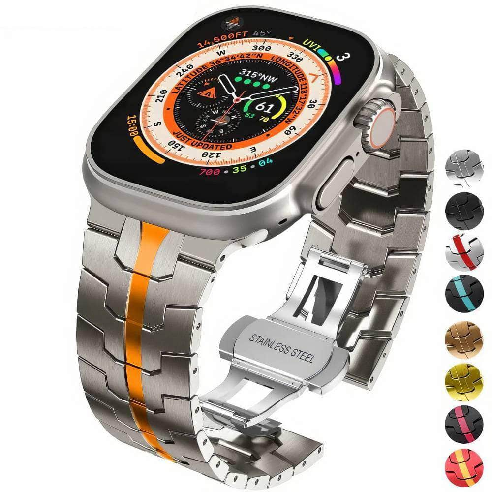 Titanium Color Steel Bracelet for Apple Watch Ultra 2 - Compatible with iWatch 9/8/7/6/5/SE/4, Various Sizes