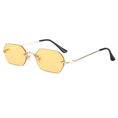 Titanium Geometric Rimless Tinted Sunglasses