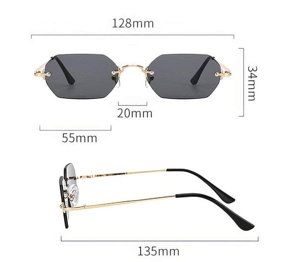 Titanium Geometric Rimless Tinted Sunglasses