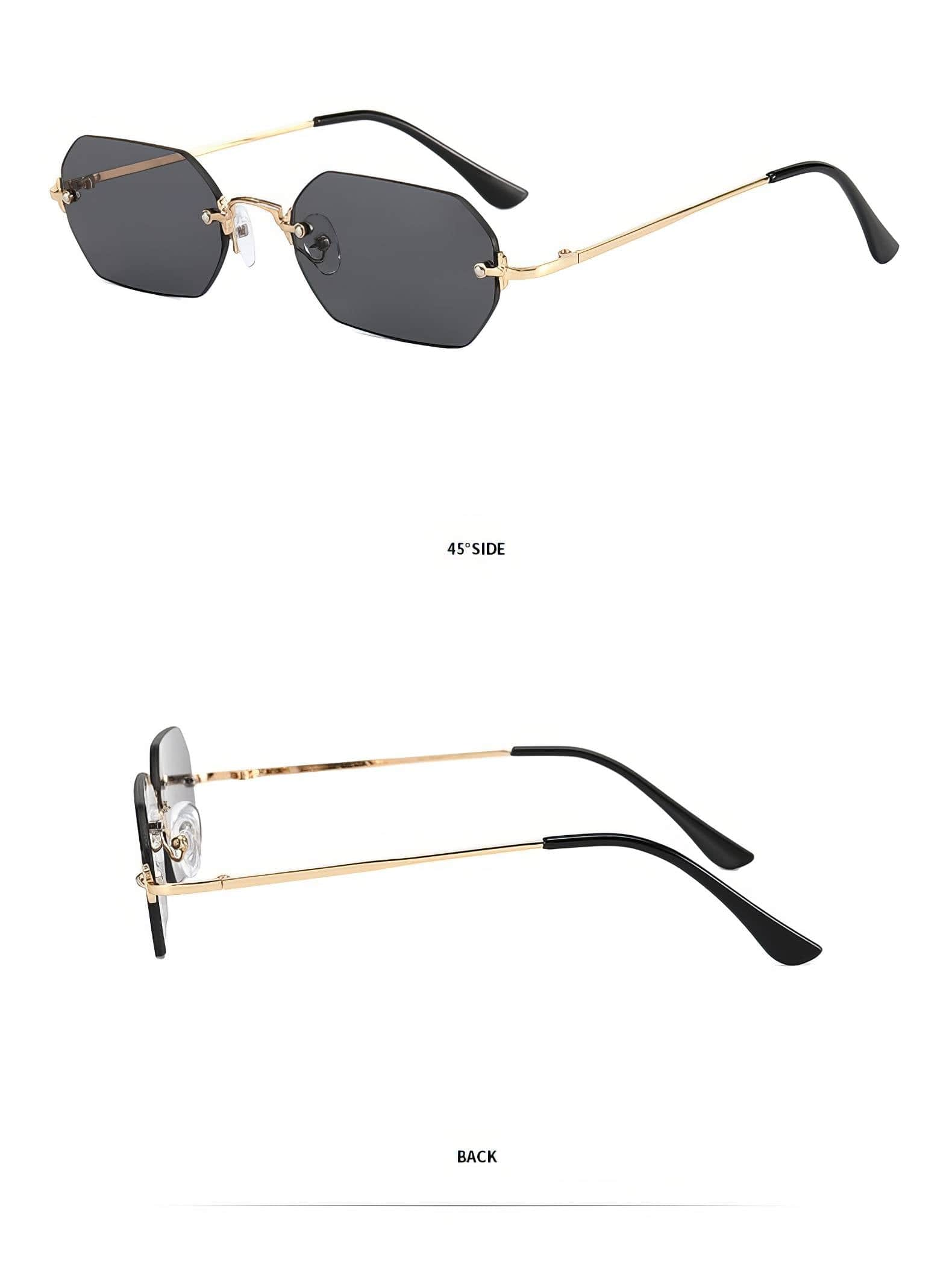 Titanium Geometric Rimless Tinted Sunglasses