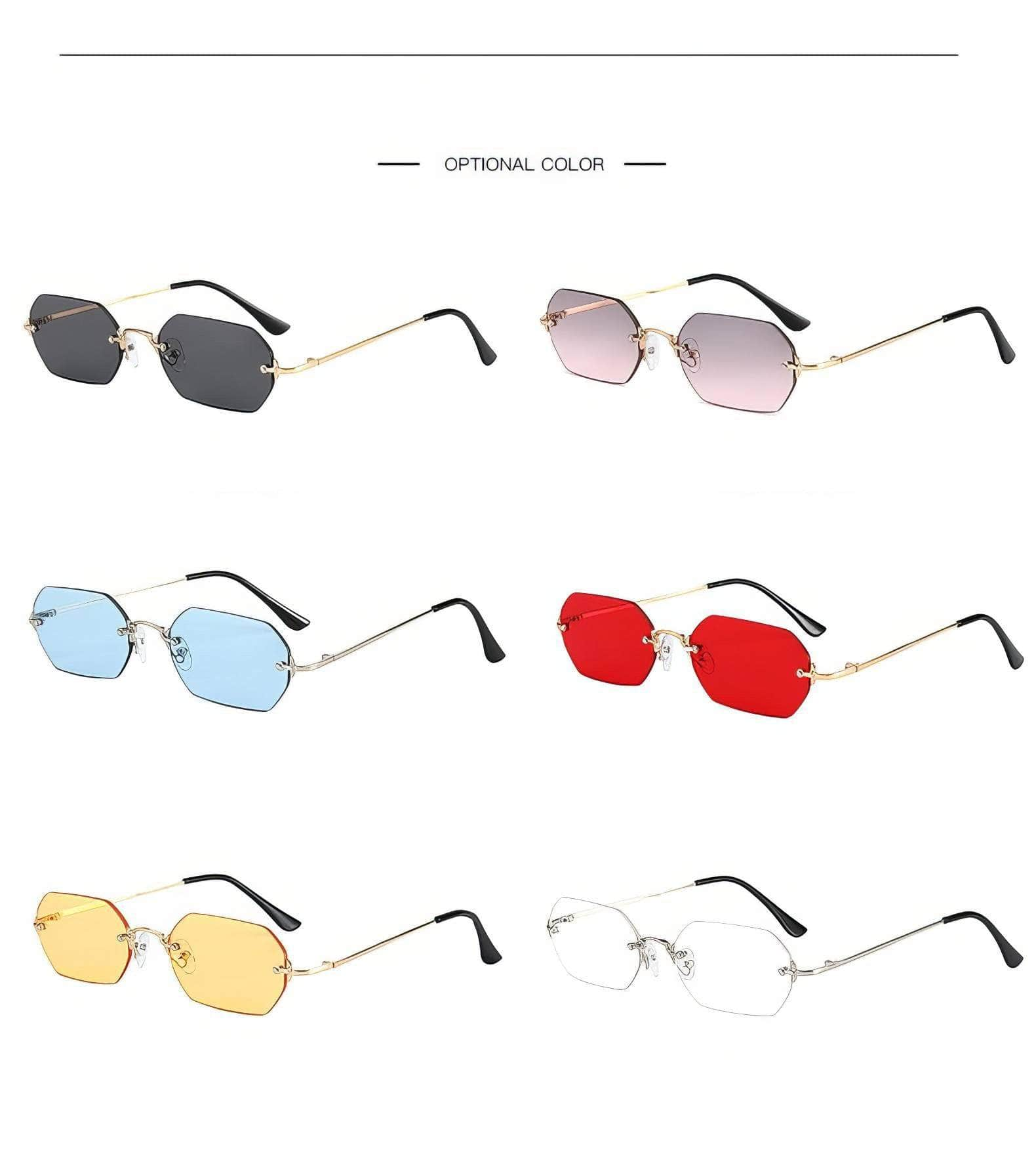 Titanium Geometric Rimless Tinted Sunglasses