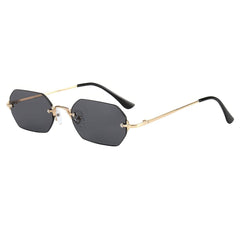 Titanium Geometric Rimless Tinted Sunglasses Gray/Gold / Resin
