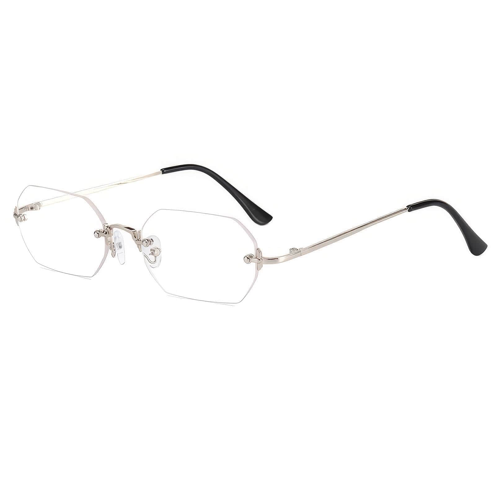 Titanium Geometric Rimless Tinted Sunglasses Light/Silver / Resin