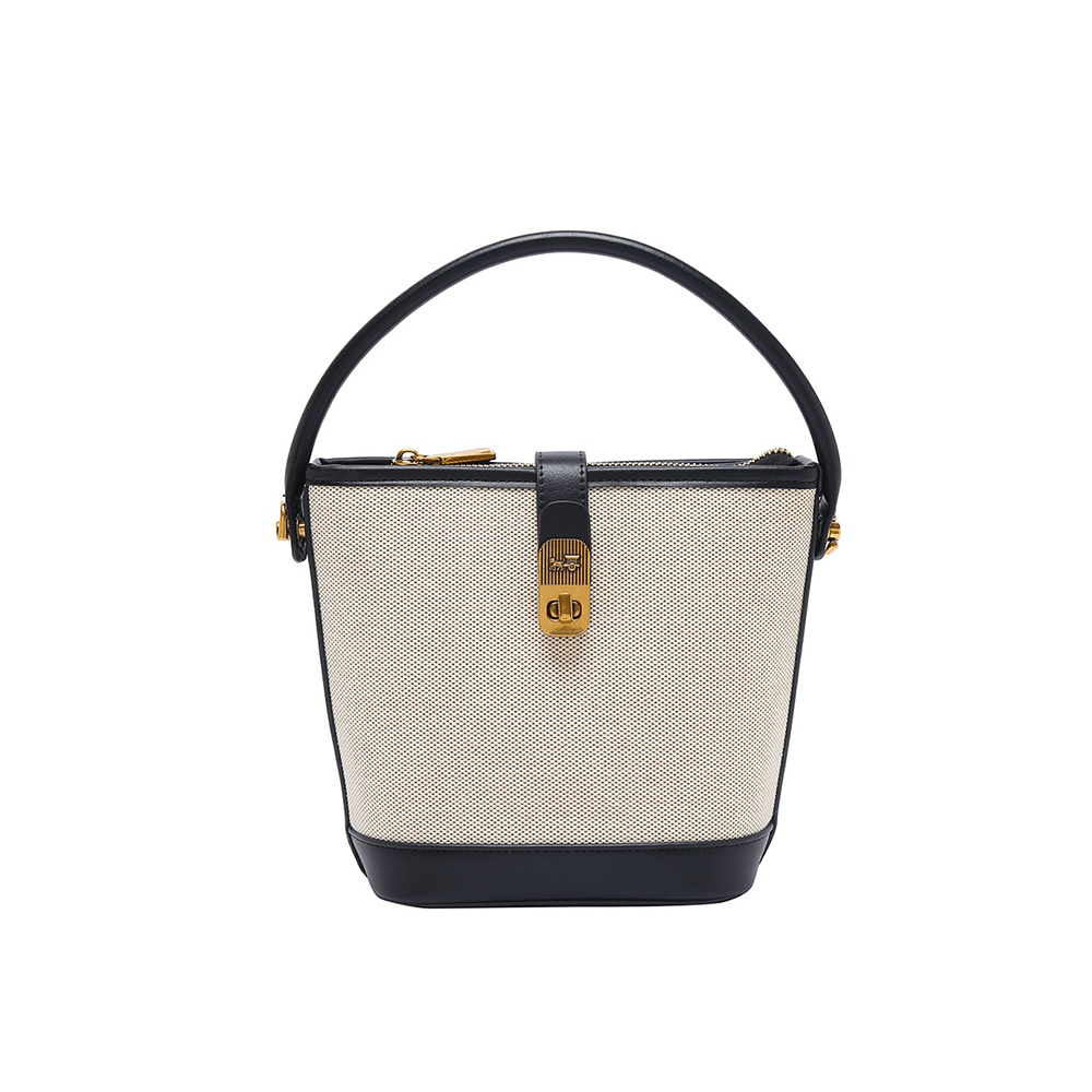 Top Handle Bucket Bag with Dazzling Metal Lock