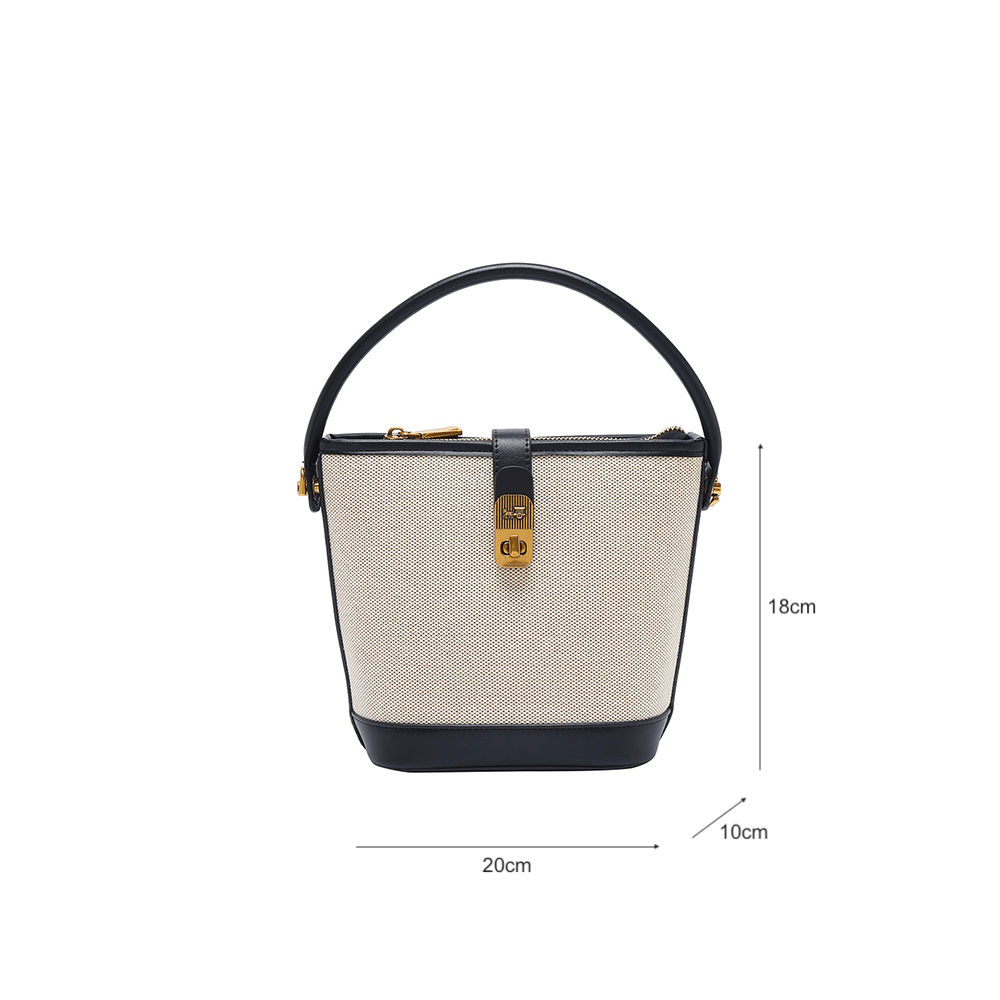 Top Handle Bucket Bag with Dazzling Metal Lock