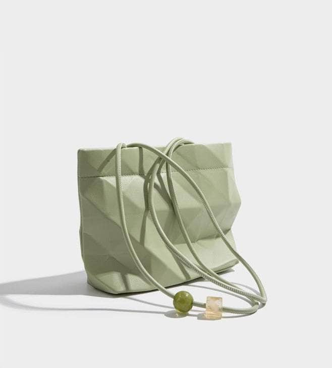 Top-Handle Shoulder Geometric Bucket Bag