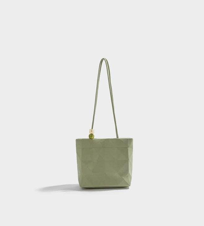 Top-Handle Shoulder Geometric Bucket Bag Green